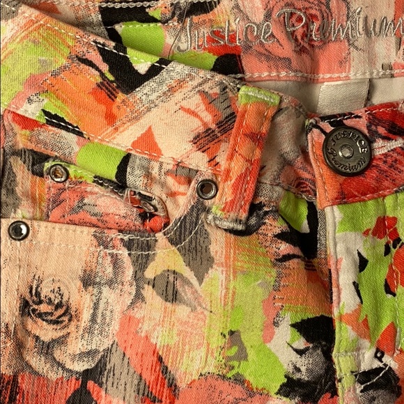 Justice floral graphic stretch jeans size 7 - Picture 2 of 4